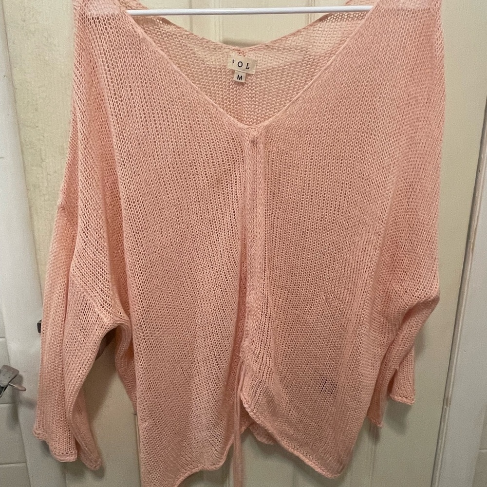 POL Pink V-Neck Oversized Sweater